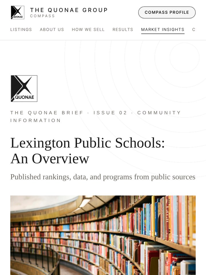The QUONAE Brief, Issue 02: Lexington Public Schools: An Overview (preview of the article)
