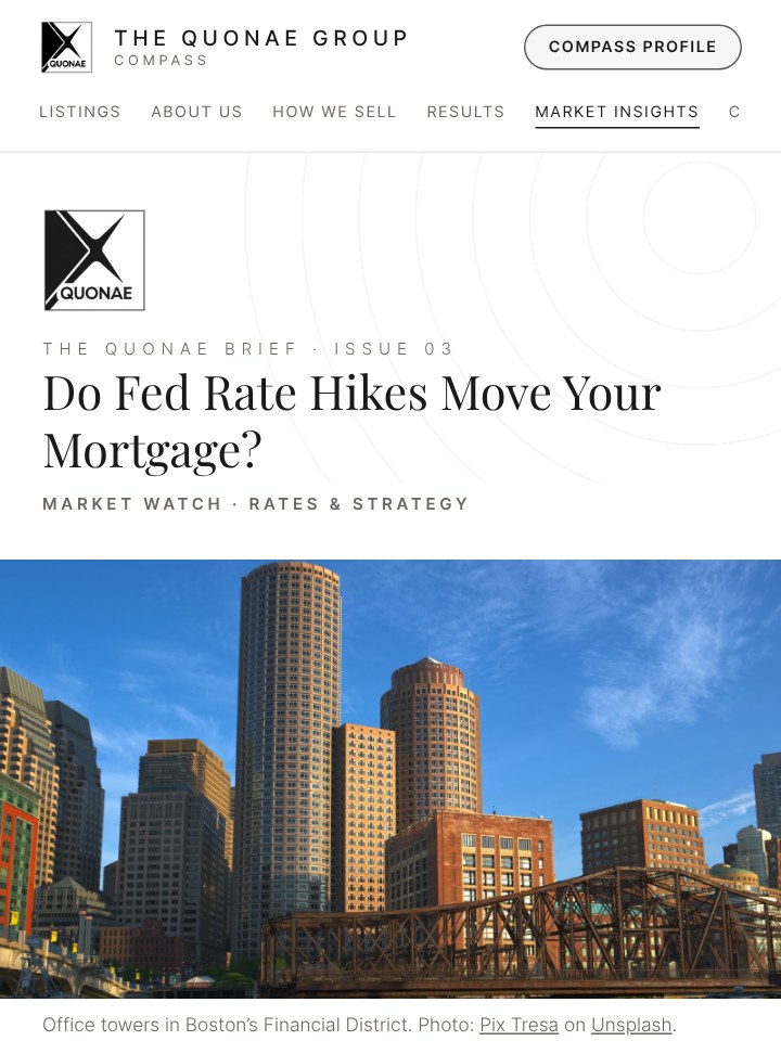 The QUONAE Brief, Issue 03: Do Fed Rate Hikes Move Your Mortgage? (preview of the article)