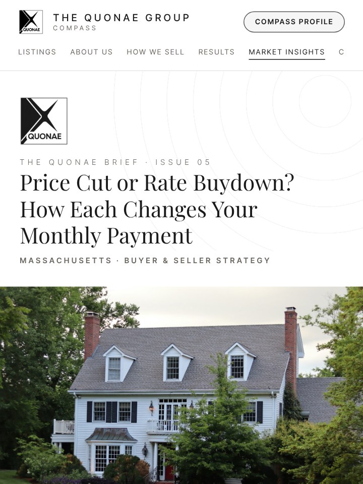The QUONAE Brief, Issue 05: Price Cut or Rate Buydown? How Each Changes Your Monthly Payment (preview of the article)