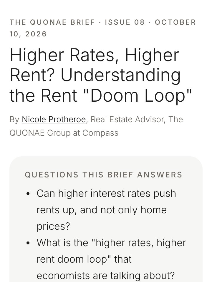 The QUONAE Brief, Issue 08: Higher Rates, Higher Rent? Understanding the Rent Doom Loop (preview of the article)