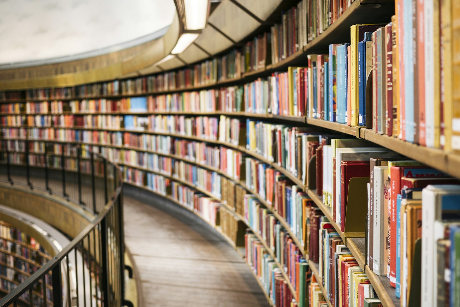 Curved library bookshelves